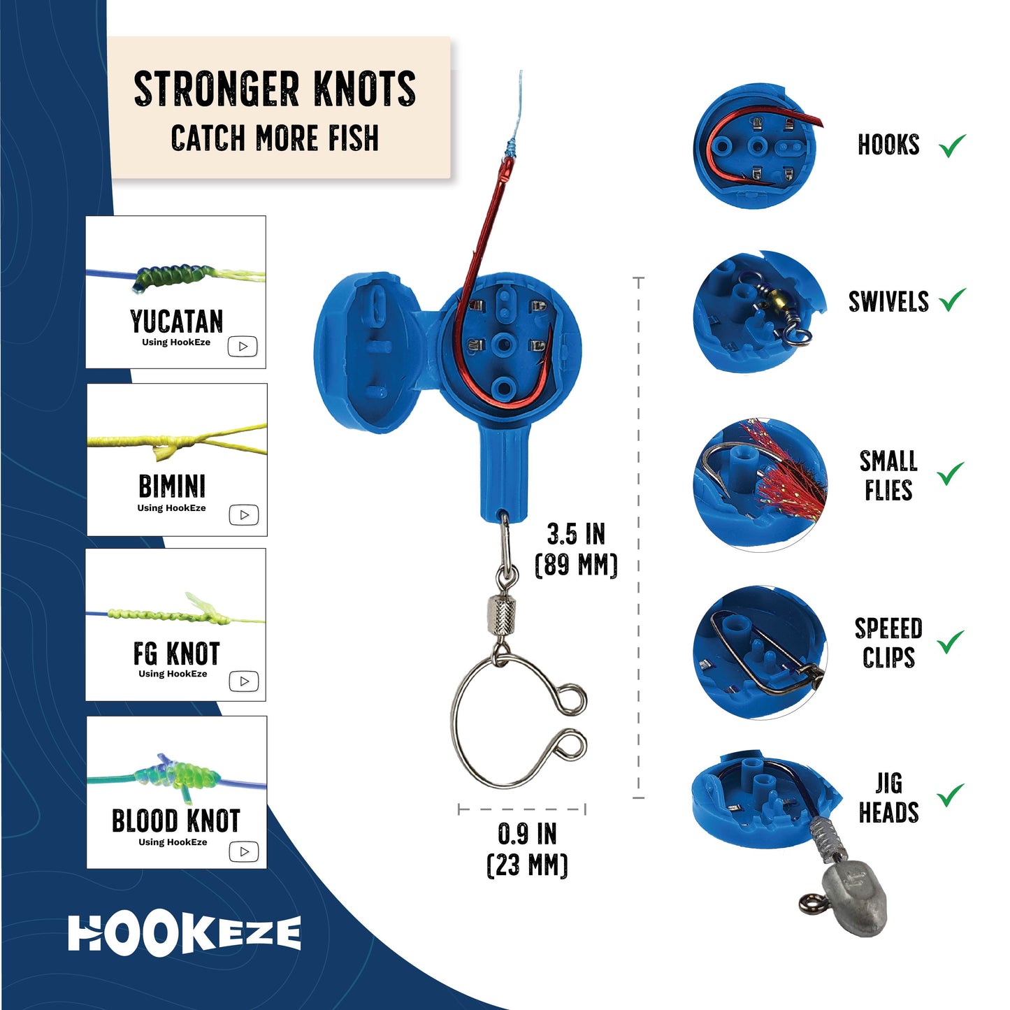 Hook-Eze Fishing Knot Tying Tools (Large & Nail Knot) | Pack of 4