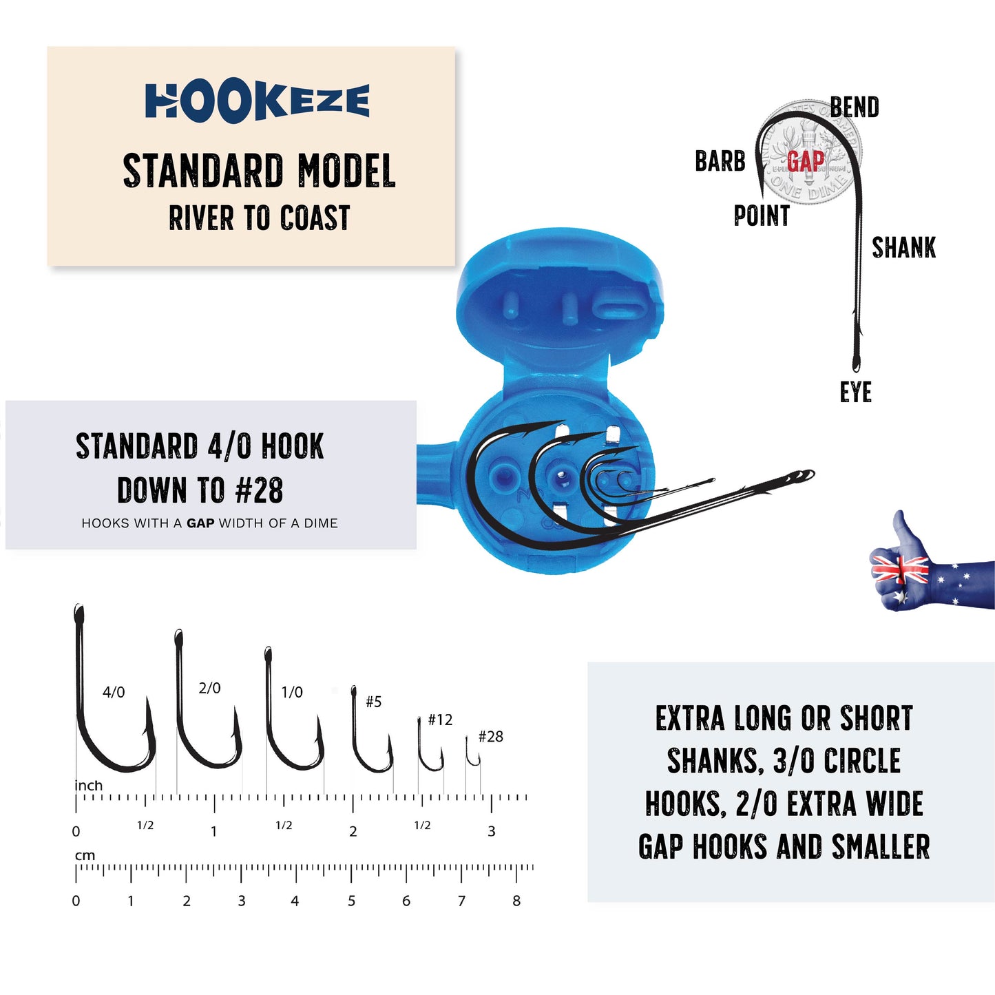 Hook-Eze Fishing Knot Tying Tool (Standard) & Hook Remover