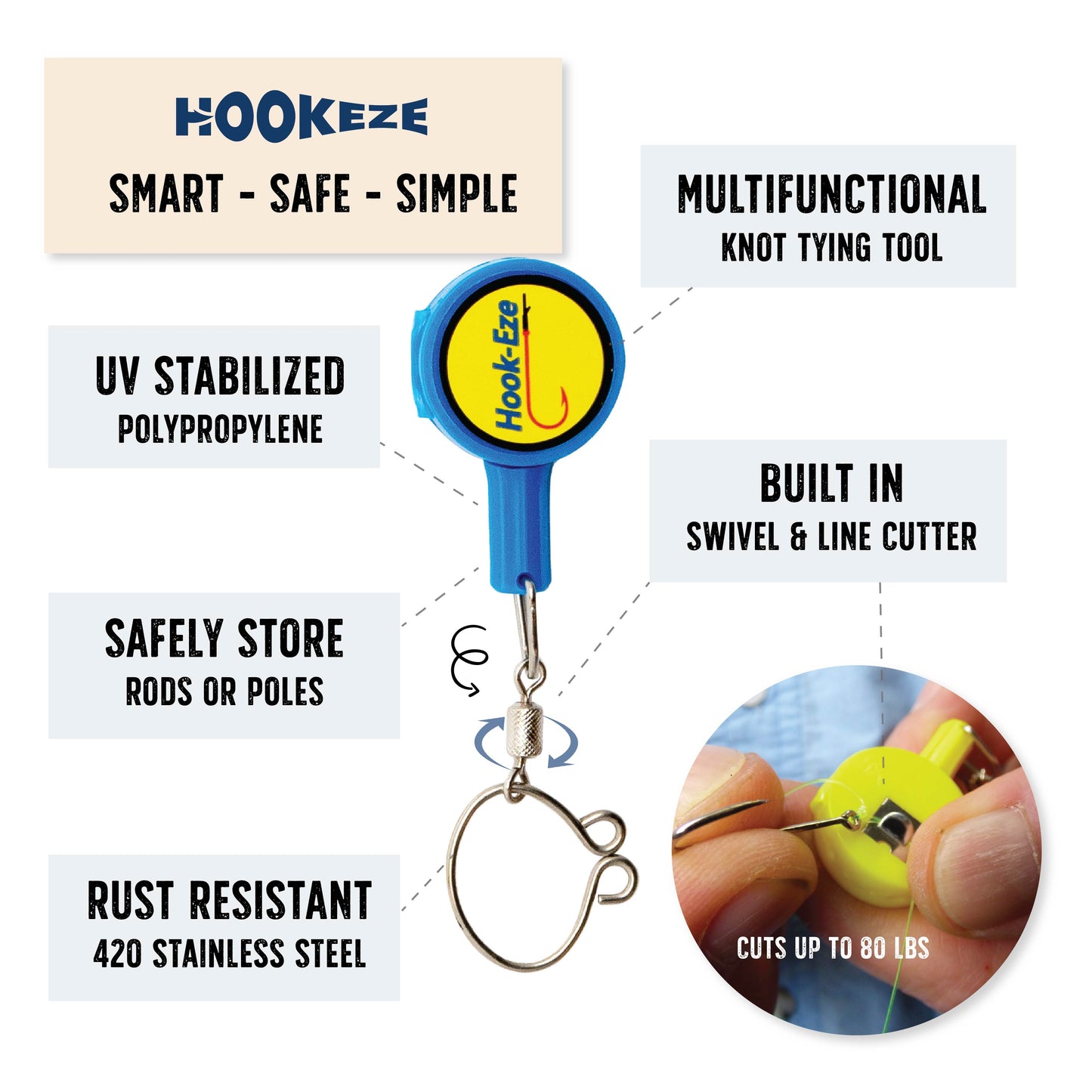 Hook-Eze Fishing Knot Tying Tool (Standard & Large) | Pack of 4