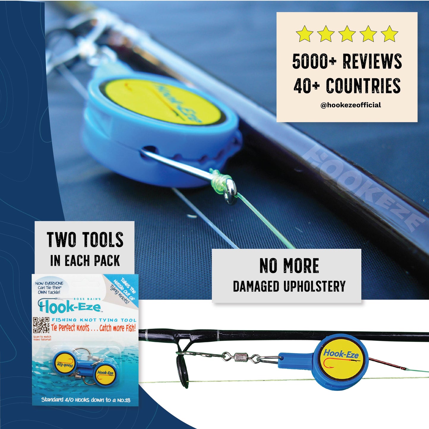 Hook-Eze Fishing Knot Tying Tool (Standard) & Floating Lip Gripper