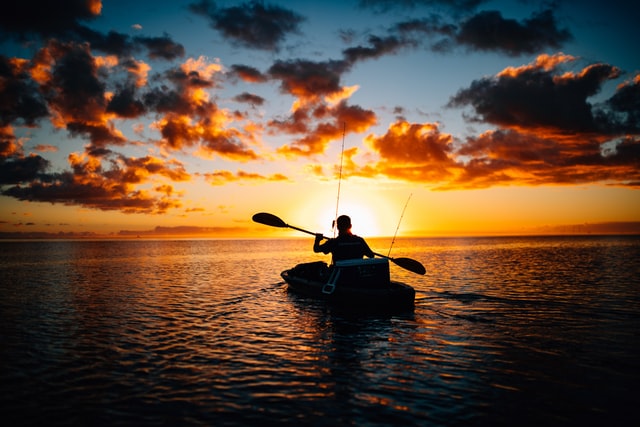 fishing in sunrise